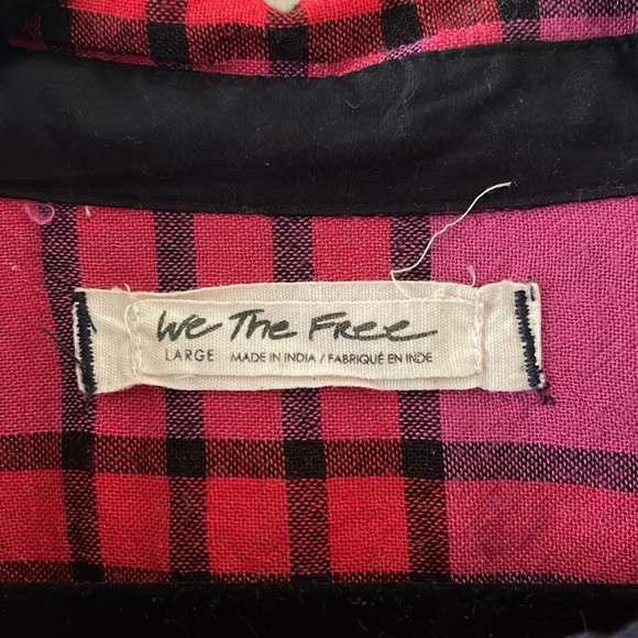Free People Pacific Dawn Plaid Shirt SZ Large - Picture 5 of 10